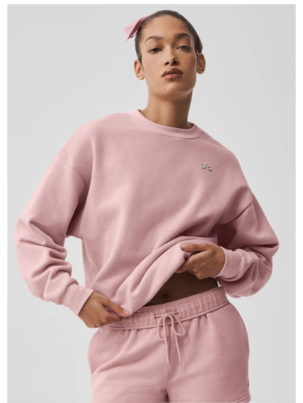 Alo Active Sweatshirt & Joggers Set Vintage Pink Sz S